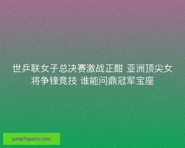 世乒联女子总决赛激战正酣 亚洲顶尖女将争锋竞技 谁能问鼎冠军宝座 世乒联女子总决赛激战正酣 亚洲顶尖女将争锋竞技 谁能问鼎冠军宝座
