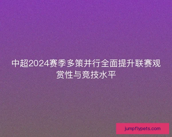中超2024赛季多策并行全面提升联赛观赏性与竞技水平