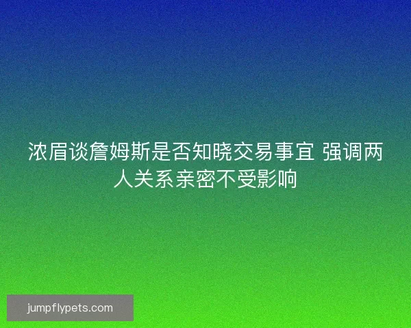 浓眉谈詹姆斯是否知晓交易事宜 强调两人关系亲密不受影响 浓眉谈詹姆斯是否知晓交易事宜 强调两人关系亲密不受影响